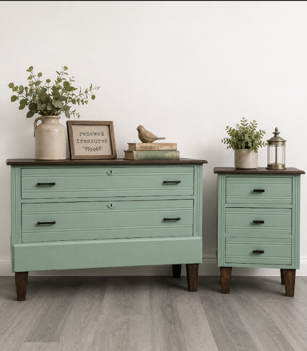 Victorian Walnut Dresser & Nightstand